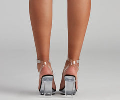 Clear Steps PVC Lucite Block Heels