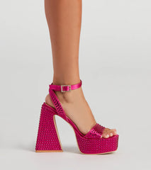 Disco Queen Rhinestone Block Heels