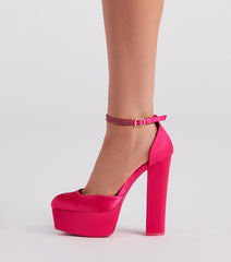 Season To Party Satin Platform Pumps