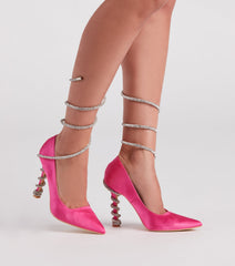 Wrapped In Glamour Rhinestone Satin Pumps