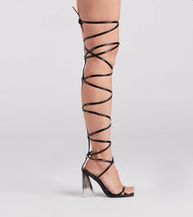 Showstopper Square Toe Lace-Up Block Heels