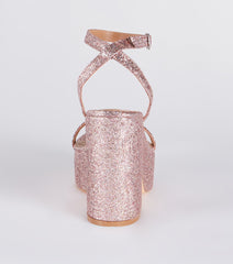 Shining Star Glitter Platform Block Heels