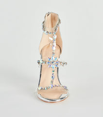 Iridescent Glow Gemstone Clear Block Heels