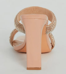 Color Me Glam Ombre Rhinestone Block Heel Mules