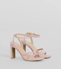 Time To Shine Glitter Strappy Block Heels