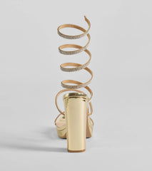 Fabulous Night Rhinestone Spiral Platform Heels