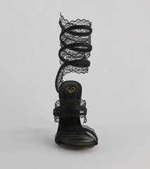 Sultry Lace Spiral Strap Stiletto Heels