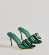 Dazzling Glam Rhinestone Bow Satin Stiletto Heels