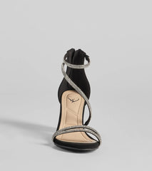 Language Of Glam Rhinestone Strap Block Heels