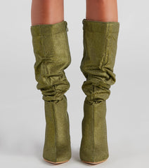 Shimmer Slouch Stiletto Boots
