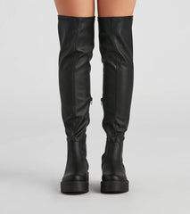 Edgy Sole Lug Knee High Boots