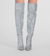 Truly Sparkled Glitter Over-The-Knee Boots