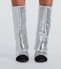 Girl's Night Sequin Fold-Over Stiletto Boots