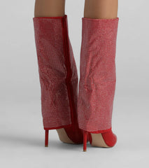 Bling Babe Rhinestone Foldover Stiletto Boots