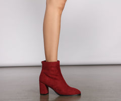 Basic Babe Faux Suede Block Heel Booties