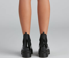 One True Lug Patent Chunky Boots