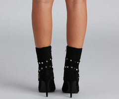 Hey Stud Caged Stiletto Booties