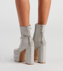 Retro Gal Rhinestone Heel Booties