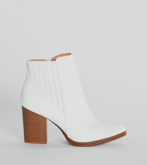 Trendy Moves Block Heel Faux Leather Booties