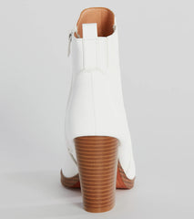 Trendy Moves Block Heel Faux Leather Booties