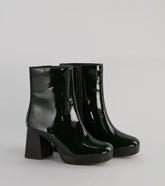 Seize The Moment Patent Block Heel Booties