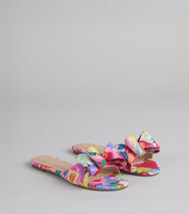 Bow And Tell Floral Slide Sandals