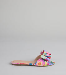Bow And Tell Floral Slide Sandals