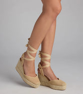 Weekend Getaway Lace-Up Espadrille Wedges