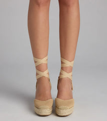 Weekend Getaway Lace-Up Espadrille Wedges