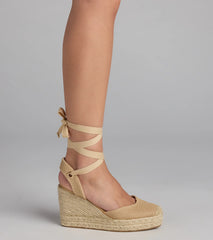 Weekend Getaway Lace-Up Espadrille Wedges