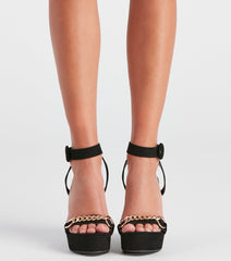 Edgy Links Wrap Platform Wedges