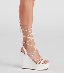 Wrapped Up PU Lace-Up Wedges