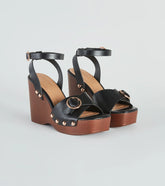 Away This Weekend Buckle Platform Wedges
