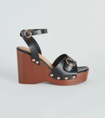 Away This Weekend Buckle Platform Wedges