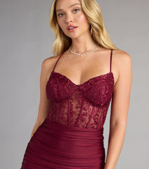 Masie Lace Corset Lace-Up Mini Dress