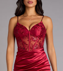 Alaia Floral Embroidered Satin Mini Dress