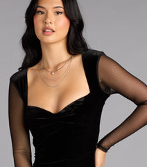 Francesca Velvet Long Sleeve Open Back Mini Dress