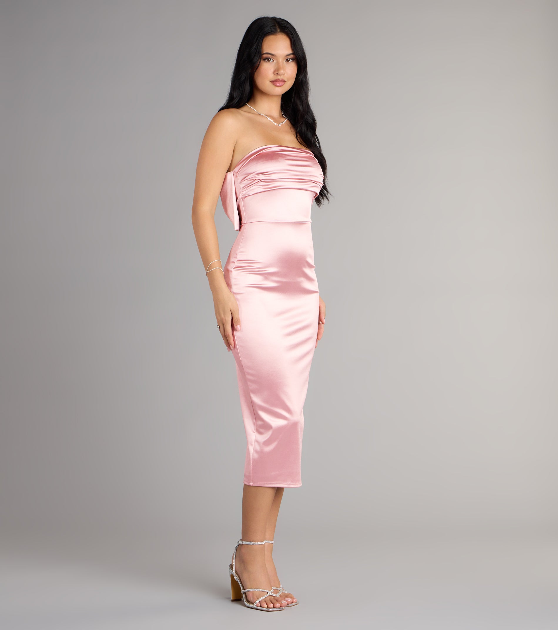 Renee Bow Satin Midi Dress