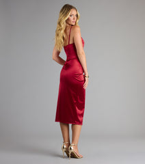 Camilla Satin Cutout Slit Midi Formal Dress