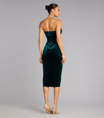 Kaylee Velvet Strapless Midi Formal Dress