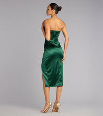 Krystal Satin Midi Formal Dress