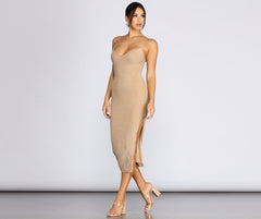 Uma Heat-Stone Midi Dress