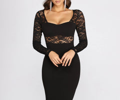 Muriel Illusion Lace Crepe Dress