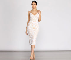 Genna Sequin Patterned Midi Dress