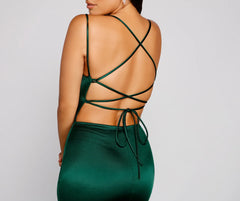 Maya Cowl Neck Satin Formal Dress