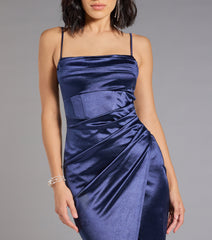 Margaret Formal Satin Wrap Midi Dress