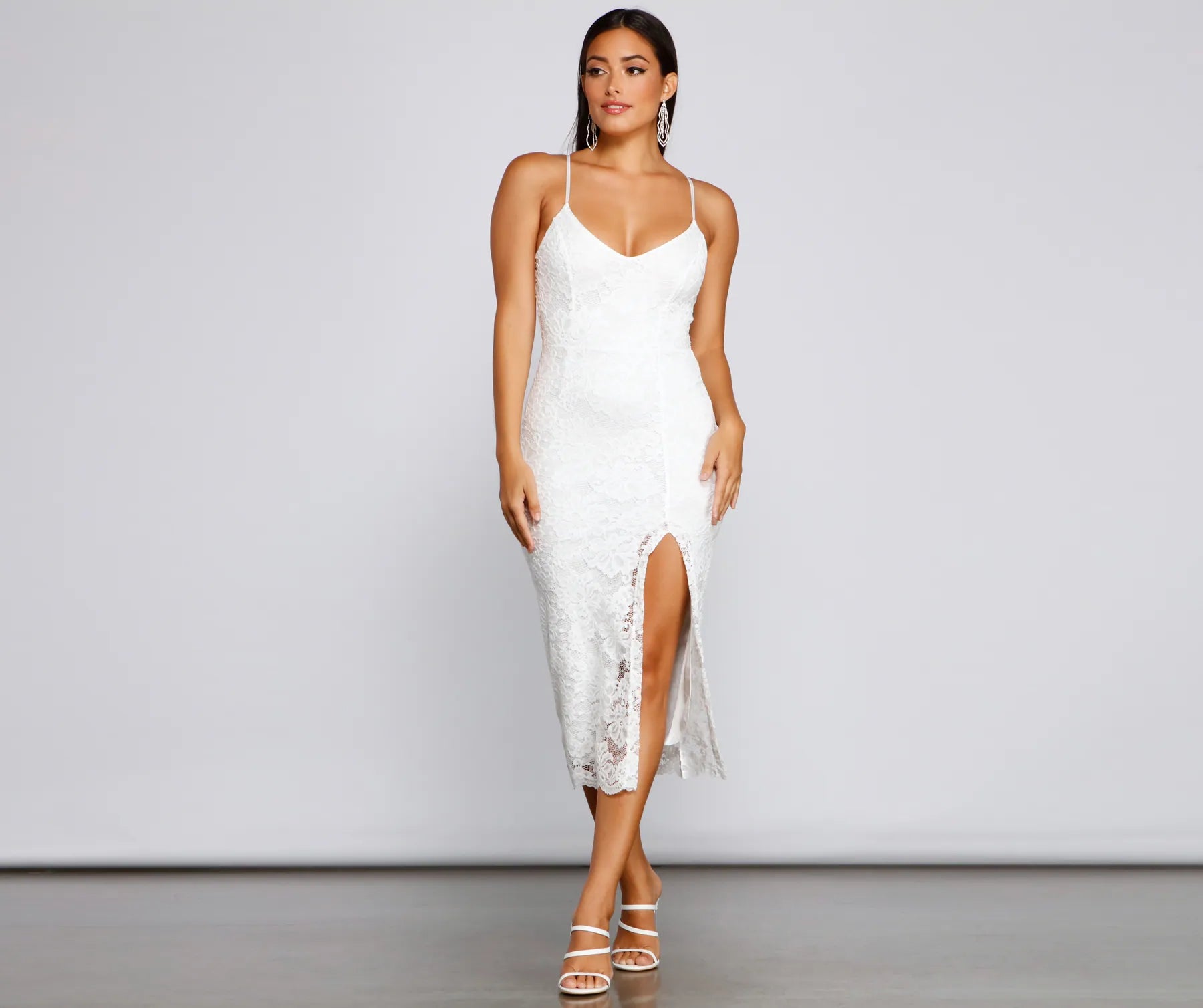 Seraphina Formal Sleeveless Lace Midi Dress