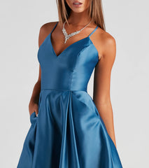 Lacie Satin V-Neck Skater Dress