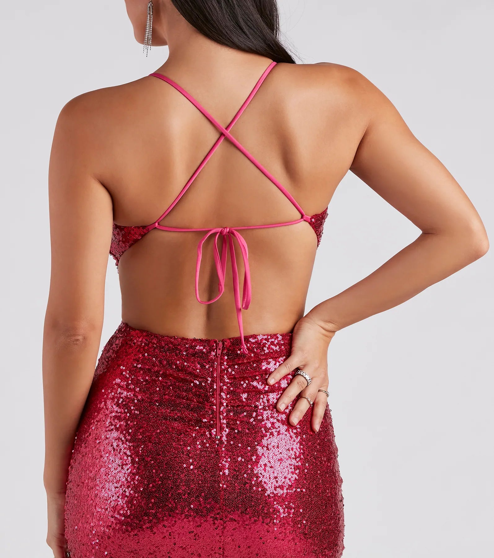 Elsie Ruched Sequin Mini Dress