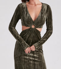 Kori Formal Velvet Cutout Midi Dress